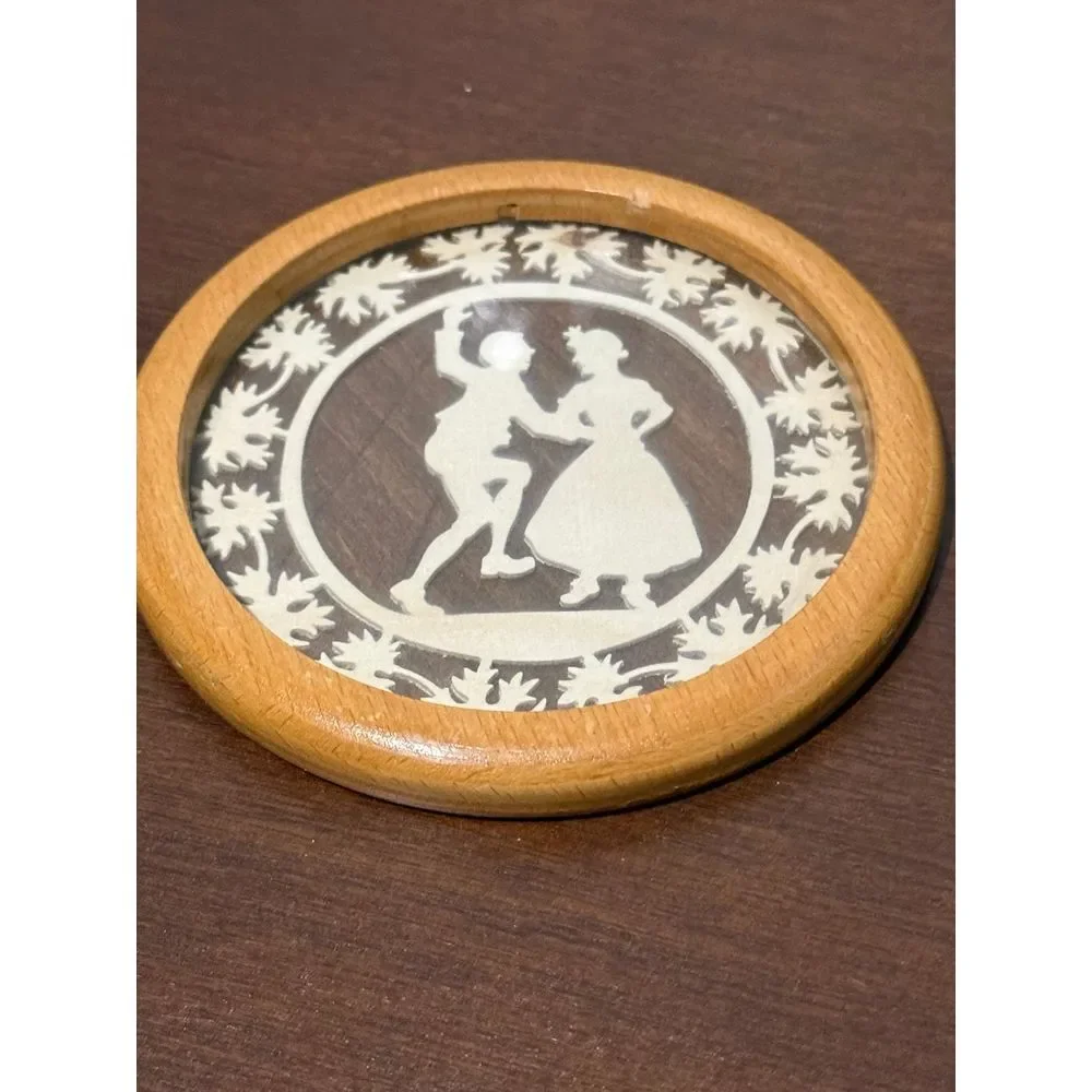 4 Wooden vintage drink coasters unique‎ mid century German design
